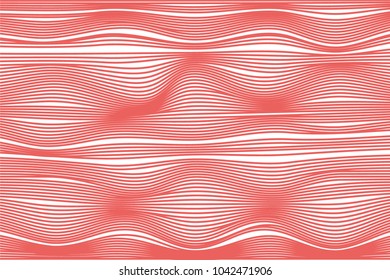 Wavy Stripes with 3d Effect. Abstract Geometric Background with Distorted Curved Lines. Futuristic Wavy Stripes for Web Design, Wallpaper, Banner, Presentation, Cover, Brochure, Musical Poster.