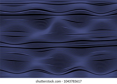 Wavy Stripes with 3d Effect. Abstract Geometric Background with Distorted Curved Lines. Modern Wavy Stripes for Web Design, Wallpaper, Banner, Presentation, Cover, Brochure, Musical Poster.