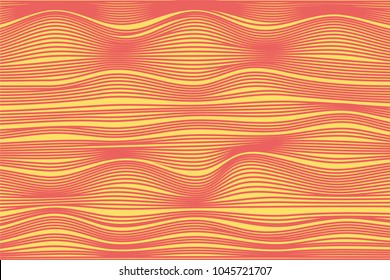 Wavy Stripes with 3d Effect. Abstract Geometric Background with Distorted Curved Lines. Futuristic Wavy Stripes for Web Design, Wallpaper, Banner, Presentation, Cover, Brochure, Musical Poster.