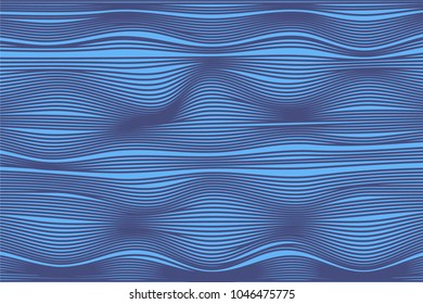 Wavy Stripes with 3d Effect. Abstract Geometric Background with Distorted Curved Lines. Modern Wavy Stripes for Web Design, Wallpaper, Banner, Presentation, Cover, Brochure, Musical Poster.