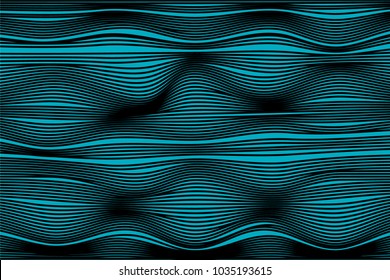 Wavy Stripes with 3d Effect. Trendy Curve Lines Background. Abstract Geometric Background with Distorted Lines. Futuristic Wavy Stripes for Web Design, Wallpaper, Banner, Presentation, Cover, Poster.