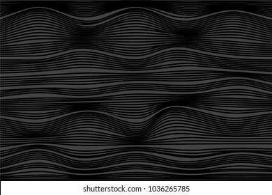 Wavy Stripes with 3d Effect. Trendy Curve Lines Background. Abstract Geometric Background with Distorted Lines. Futuristic Wavy Stripes for Web Design, Wallpaper, Banner, Presentation, Cover, Poster.
