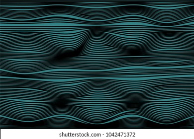 Wavy Stripes with 3d Effect. Trendy Curve Lines Background. Abstract Geometric Background with Distorted Lines. Futuristic Wavy Stripes for Web Design, Wallpaper, Banner, Presentation, Cover, Poster.