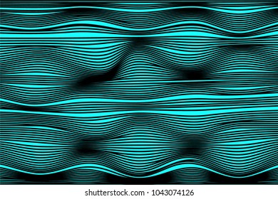 Wavy Stripes with 3d Effect. Trendy Curve Lines Background. Abstract Geometric Background with Distorted Lines. Futuristic Wavy Stripes for Web Design, Wallpaper, Banner, Presentation, Cover, Poster.