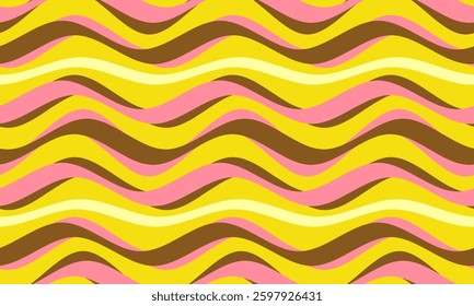 wavy stripes abstract background pattern. This is a yellow brown pink seamless repeat stripe vector illustration. Design for web, website, wallpaper, background, media, texture, banner, shirt, cloth