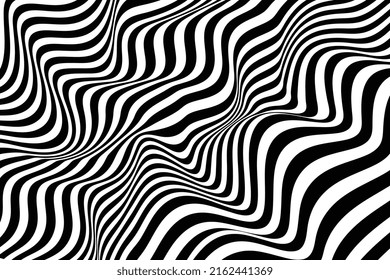 Fondo de rayas onduladas. Textura ondulada abstracta. Textura de líneas de curvas lisas en blanco y negro. Diseño elegante de patrones de moda