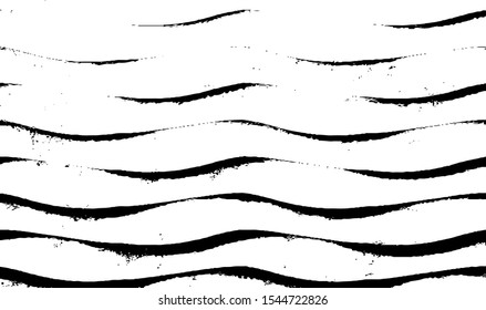 Wavy stripes and brush strokes texture. Marble or acrylic atrwork imitation. Cool and swirly background. Abstract vector illustration. Black isolated on white. EPS10 