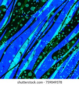 Wavy stripes and bubbles. Black, green, blue colors. Seamless texture. Abstract vector background for web page, banners backdrop, fabric, home decor, wrapping