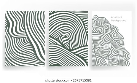 Conjunto de fondo de Vector de cubierta de flujo verde dinámico de rayas onduladas