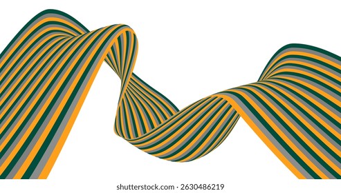 Fondo abstracto de líneas de rayas onduladas . Ondas onduladas líneas cinta verde naranja gris Ilustración vectorial. Diseño para el Fondo de pantalla, Sitio web, Anuncio, cubierta, cartel, textura, publicidad, impresión, elemento,