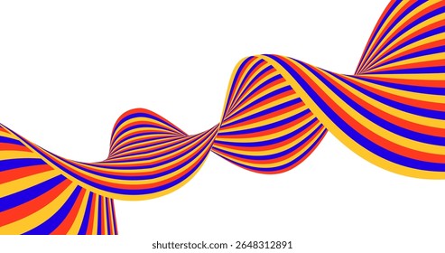 Wavy stripes lines abstract background. Waves wavy lines ribbon red blue yellow curve vector illustration. for wallpaper, website, banner, cover, poster, texture, advertising, printing, element,