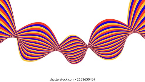 Wavy stripes lines abstract background. Waves wavy lines ribbon red blue yellow curve vector illustration. for wallpaper, website, banner, cover, poster, texture, advertising, printing, element,
