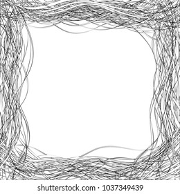 Wavy stripes overlapping to create linear, rectangular format frame in black and white