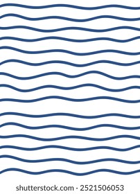 Wavy stripes print background. uneven hand drawn waves vector pattern. Striped abstract template. Cute squiggle streaks texture. blue bars on white backdrop