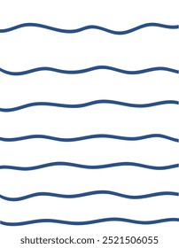Wavy stripes print background. uneven hand drawn waves vector pattern. Striped abstract template. Cute squiggle streaks texture. blue bars on white backdrop