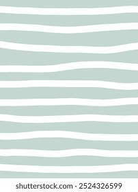 Wavy stripes print background. uneven hand drawn waves vector pattern. Striped abstract template. Cute squiggle streaks texture. white bars on green, grey backdrop