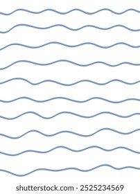 Wavy stripes print background. uneven hand drawn waves vector pattern. Striped abstract template. Cute squiggle streaks texture. blue bars on white backdrop