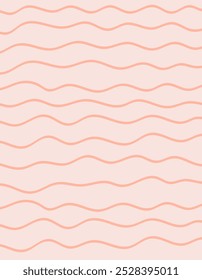 Listras onduladas imprimem plano de fundo. padrão vetorial de ondas desenhadas à mão irregular. Modelo abstrato distribuído. Lindos rabiscos textura. vermelho, laranjas barras no bege, fundo rosa