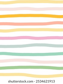 Wavy stripes print background. uneven hand drawn waves vector pattern. Striped abstract template. Cute squiggle streaks texture. coloured bars on white backdrop