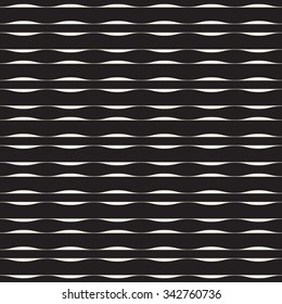 Wavy stripes seamless pattern. Abstract fashion volume texture. Geometric monochrome template. Graphic style for wallpaper, wrapping, fabric, background and apparel, prints, website, blog. Vector