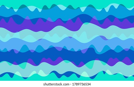 Wavy stripes seamless pattern vector graphic design. Retro fashion textile print. Curly waves, bent lines stripes wallpaper. Decorative wrapping paper print. Fluid liquid seamless pattern.