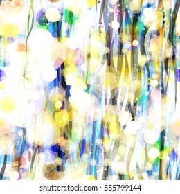Wavy stripes and spots. Painted seamless texture. Background for fabric, wrapping paper. Abstract vector design Watercolor effect