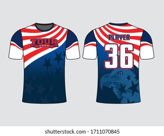 Wavy stripes and star filled background elegant design with eagle ghosted on the back of the shirt