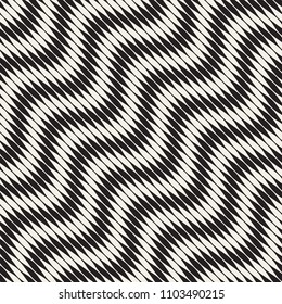 Wavy stripes vector seamless pattern. Retro wavy engraving texture. Geometric zigzag lines design.