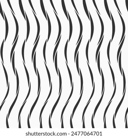 Wavy stripes vector seamless pattern. Wavy pattern. Abstract black and white vector background. Striped pattern. Monochrome geometric pattern.