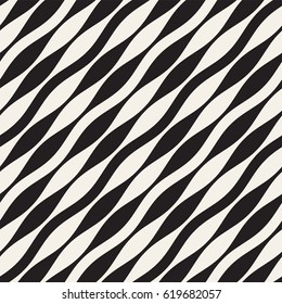 Wavy stripes vector seamless pattern. Retro wavy texture. Geometric lines monochrome design.