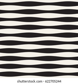 Wavy stripes vector seamless pattern. Retro abstract wavy texture. Geometric lines monochrome design.