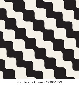 Wavy stripes vector seamless pattern. Retro wavy texture. Geometric lines monochrome design.