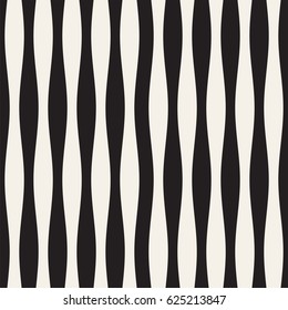 Wavy stripes vector seamless pattern. Retro abstract wavy texture. Geometric lines monochrome design.