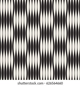 Wavy stripes vector seamless pattern. Retro abstract wavy texture. Geometric lines monochrome design.