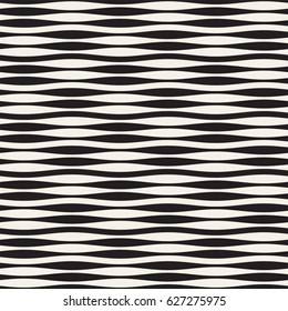 Wavy stripes vector seamless pattern. Retro abstract wavy texture. Geometric lines monochrome design.