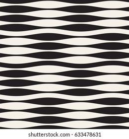 Wavy stripes vector seamless pattern. Retro abstract wavy texture. Geometric lines monochrome design.