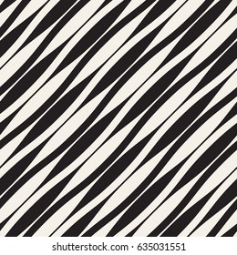 Wavy stripes vector seamless pattern. Retro abstract wavy texture. Geometric lines monochrome design.