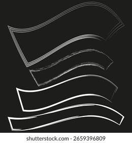 Wavy stroke element. Abstract line set. Curved shape Vector. Monochrome graphic decor. EPS 10.
