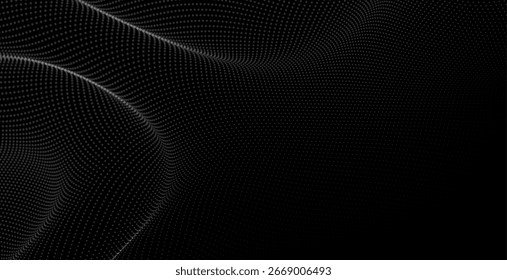 Anuncio oscuro abstracto de la partícula grande del estilo ondulado en Vector del movimiento del flujo