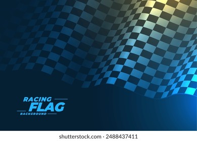 wavy style checkered rally flag background with shiny light effect vector