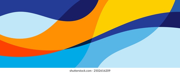 Wavy summer dynamic doodle background vector design. Wallpaper for banner, magazine, social media, creative album, art cover editable layout illustration template.	