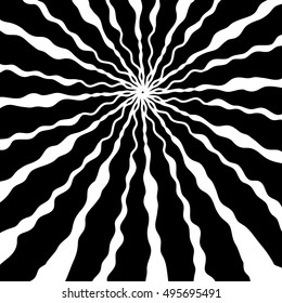 wavy sunshine rays or starburst vector design in abstract pattern