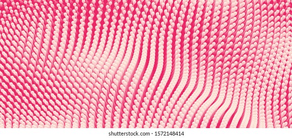 Wavy surface with dynamic effect. Molecular abstract background. Layer of cells. 3d vector illustration for science or medical.