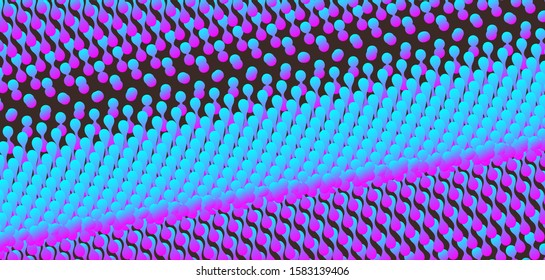 Wavy surface with dynamic effect. Molecular abstract background. Layer of cells. 3d vector illustration for science or medical.