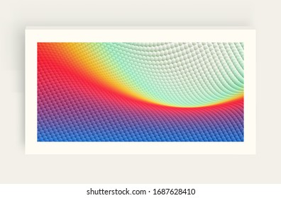 Wavy surface with dynamic effect. Molecular abstract background. Layer of cells. 3d vector illustration for science or medical.
