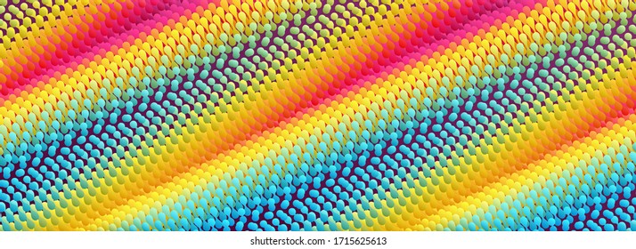 Wavy surface with dynamic effect. Molecular abstract background. Layer of cells. 3d vector illustration for science or medical.