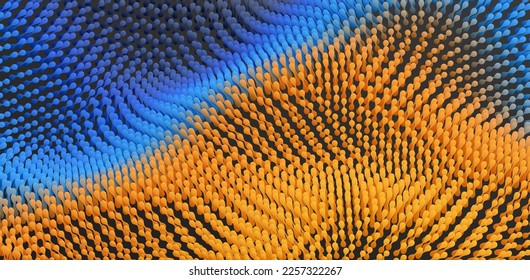 Wavy surface with dynamic effect. Molecular abstract background. Layer of cells. 3d vector illustration for science or medical.