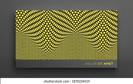 Wavy surface with optical illusion. Abstract polka dots pattern. Distorted texture. 3d vector illustration.