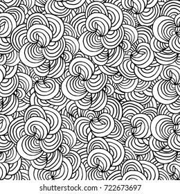 Wavy swatch print element illusion. Shell monochrome seamless doodle pattern. Curve wave black white vintage textile. Vector illustration decorative graphic background. Fashion retro backdrop.