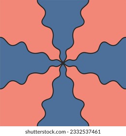 Wavy swirl pattern. Hand drawn vector illustration. Seventies style, groovy background, wallpaper, print. Flat design, hippie aesthetic.